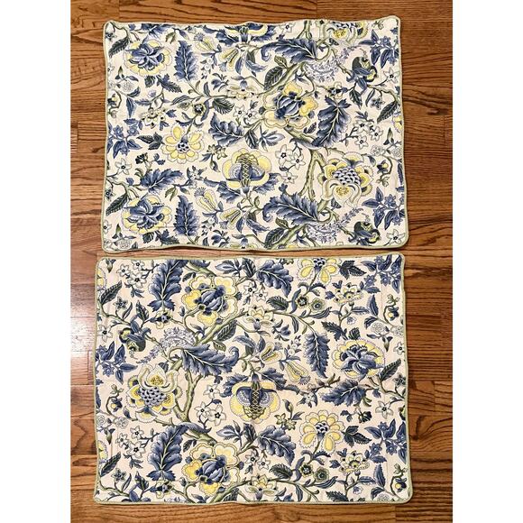 Waverly Garden Imperial Dress Blue Floral Pillow Sham Standard 20x26 with Border - Picture 1 of 5